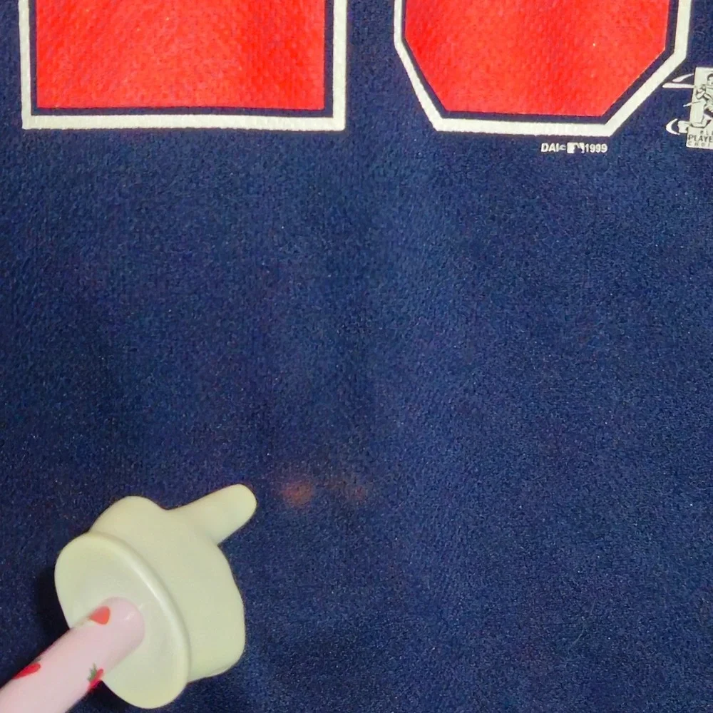 True Fan Cleveland Indians Jersey Mens L Navy David Justice 23 Vintage 1999 MLB